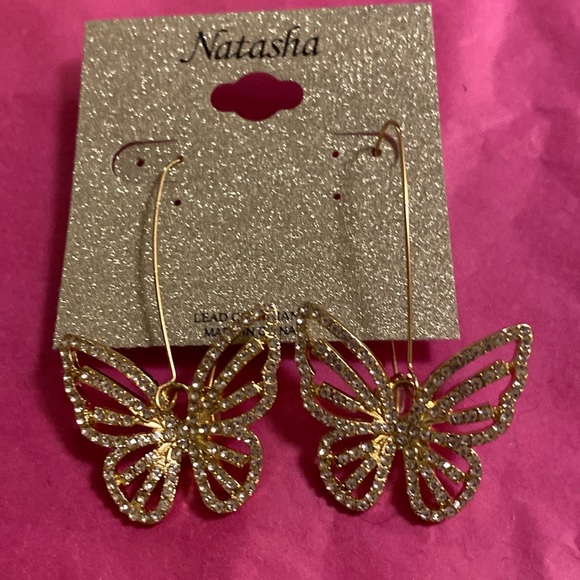 Natasha Couture Jewelry - Natasha Couture Butterfly Earrings, 1” long, sparkly, beautiful earrings, NWT